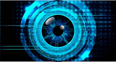 güvenlik siber konsepti göz, soyut yüksek hızlı dijital internet bağlantısı tasarımı