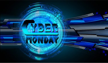 Güvenlik konsepti, dijital arka planda Kapalı Asma Kilit, Pazartesi siber güvenliği, Mavi soyut yüksek hızlı internet teknolojisi illüstrasyonu. anahtar vektör