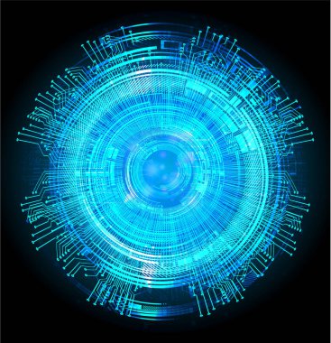 Mavi göz siber devre gelecekteki teknoloji konsepti