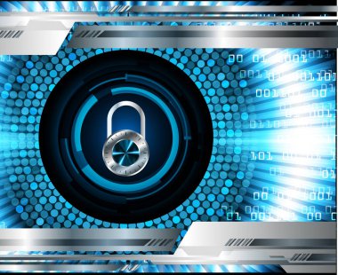 Kilitli siber güvenlik kavramı, soyut yüksek hızlı dijital internet bağlantısı tasarımı