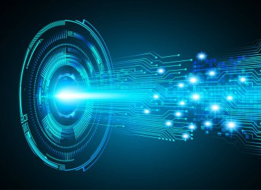 Mavi göz siber devre gelecekteki teknoloji konsepti