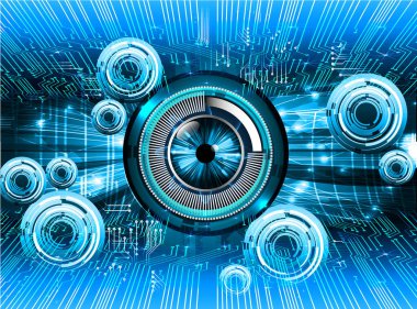 Mavi göz siber devre gelecekteki teknoloji konsepti