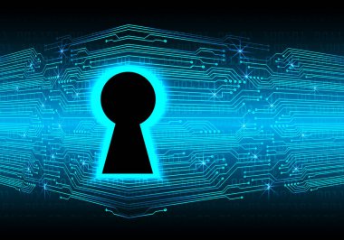 Kilitli siber güvenlik kavramı, soyut yüksek hızlı dijital internet bağlantısı tasarımı