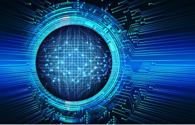 Mavi göz siber devre gelecekteki teknoloji konsepti