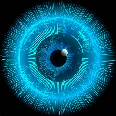 Mavi göz siber devre gelecekteki teknoloji konsepti