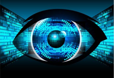 Mavi göz siber devre gelecekteki teknoloji konsepti