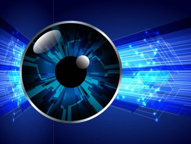 güvenlik siber konsepti göz, soyut yüksek hızlı dijital internet bağlantısı tasarımı