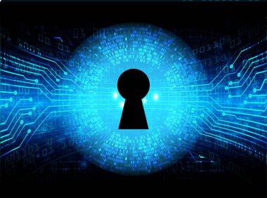 Kilitli siber güvenlik kavramı, soyut yüksek hızlı dijital internet bağlantısı tasarımı