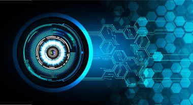 Mavi göz siber devre gelecekteki teknoloji konsepti