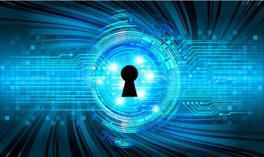 anahtar deliğine sahip siber güvenlik kavramı, soyut yüksek hızlı dijital internet bağlantı tasarımı