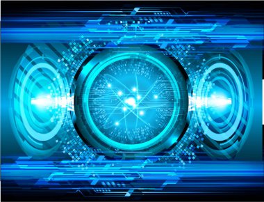 Mavi göz siber devre gelecekteki teknoloji konsepti