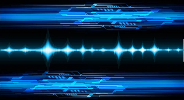 Zvukové Vlny Kmitající Tmavě Modré Světlo — Stockový vektor