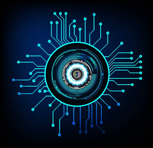 Teknoloji bilimi konsepti göz dijital bağlantısı ve soyut arka planda ikili hi teknolojisi