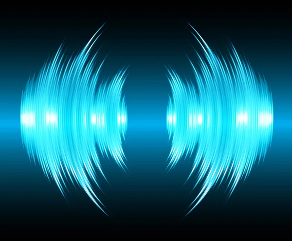 Sound Waves Oscillating Dark Blue Light — Stock Vector