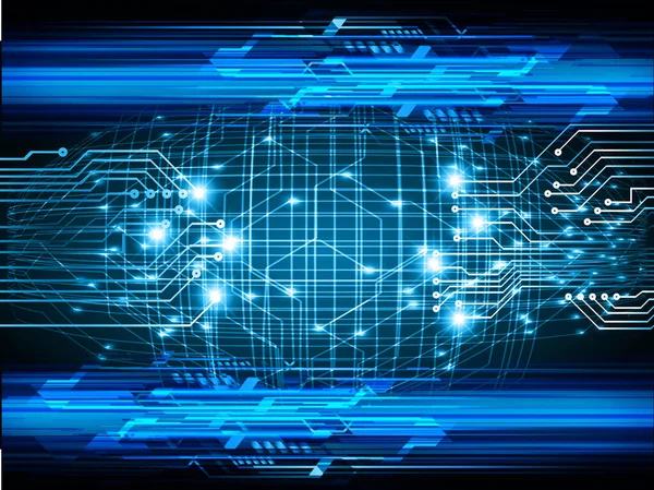 Circuito Cibernético Azul Futuro Fundo Conceito Tecnologia — Vetor de Stock