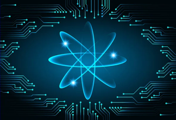 ダークブルーコンピュータグラフィックウェブサイトのインターネットとビジネスのための技術の背景 回路だ ベクトルイラスト 警備だ 中性子 原子だ — ストックベクタ