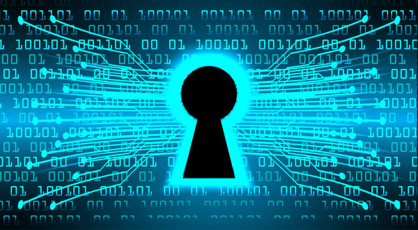 Фон концепции кибербезопасности с замочной скважины, абстрактный высокоскоростной цифровой интернет-соединения