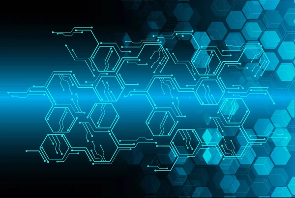 Fondo Concepto Tecnología Futura Circuito Cibernético Azul — Vector de stock