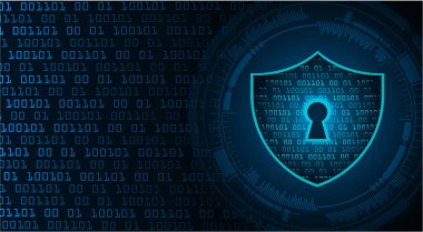 Mavi arkaplanda ikili kodlu siber güvenlik kavramı