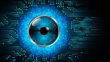 Sanal kilidi olan mavi göz. soyut arkaplan.