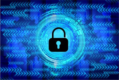 Mavi arkaplanda güvenlik kilidi