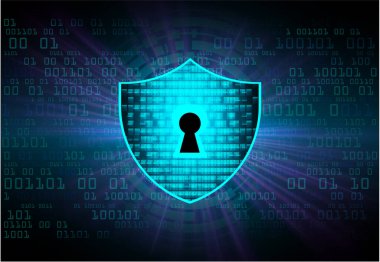 Koruma kavramı: dijital ekranda anahtar deliği simgesi olan kalkan