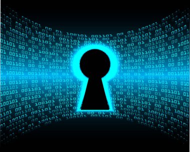 bilgisayar güvenlik konsepti ikili kod ve asma kilit