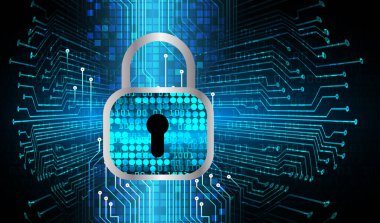 Bilgisayar ekranında güvenlik kilidi var. siber teknoloji kavramı