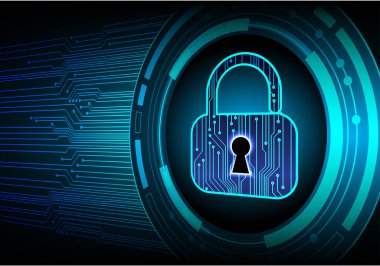 Bir kilit ve devre kartının vektör çizimi