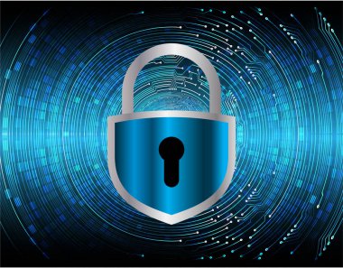 Fütürist bir arkaplan üzerindeki bir kilidin vektör çizimi