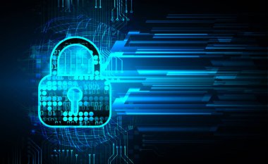 Arkaplanda veri koruması ve asma kilit olan siber güvenlik kavramı