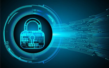 Bir kilidin vektör çizimi ve İnternet güvenliği kavramı