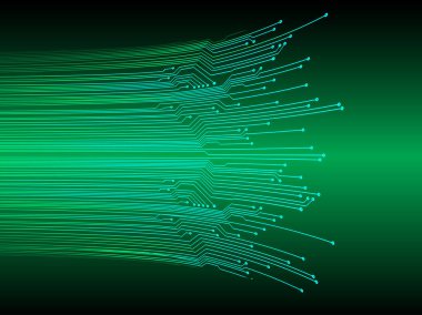 Yeşil çizgileri olan soyut teknoloji arkaplanı