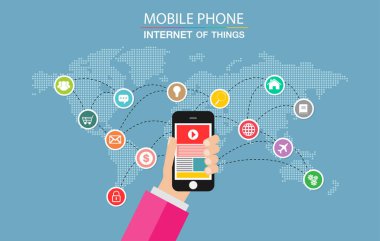 Sosyal ağ ve iletişim konseptinin düz tasarım vektörü çizimi