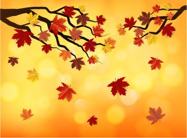 Düşen yapraklarla sonbahar arkaplanı ve metin için yer