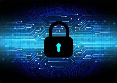 Devre kartında asma kilit olan siber güvenlik kavramı