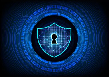 Dijital ekranda veri koruması olan siber güvenlik kavramı