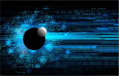 Bilgisayar, bilim ve teknoloji konularında sanal ekranlarla soyut kompozisyon