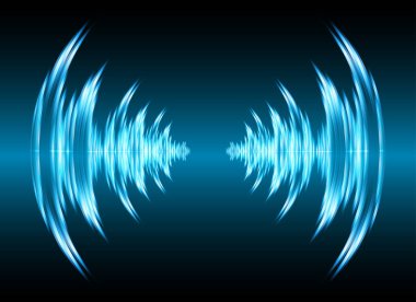 Ses dalgaları ve noktalarıyla soyut mavi arkaplan