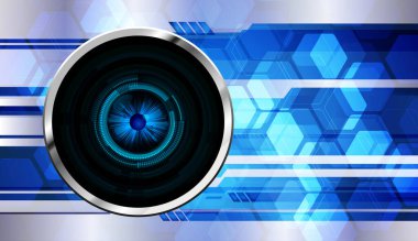 Mavi gözlü soyut teknoloji arka planı