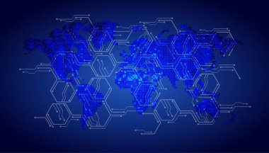 Parlak çizgiler ve noktalarla soyut arkaplan