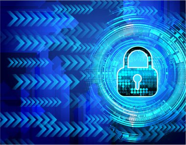 mavi zemin üzerinde asma kilit ve kilit olan veri güvenliği kavramı