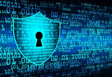 mavi arkaplanda bilgisayar güvenliği kavramı