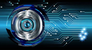 Metalik devre ile soyut mavi arkaplan