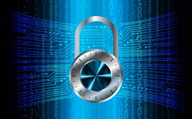 İkili kodlu bir kilidin 3d illüstrasyonu