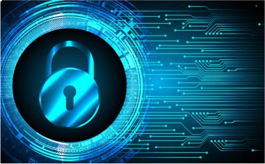 Bir kilit ve devre kartının vektör çizimi