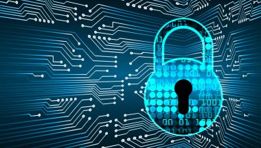 Üzerinde asma kilit simgesi olan dijital tablet bilgisayarda güvenlik kilidi