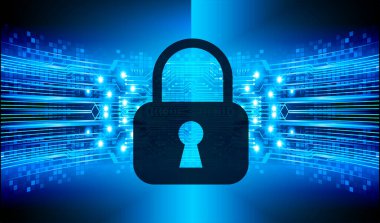 Mavi arkaplanda güvenlik kilidi.