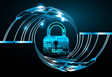 Bir kilidin vektör çizimi ve İnternet güvenliği kavramı