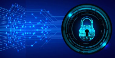 Ekranda asma kilit olan siber güvenlik kavramı